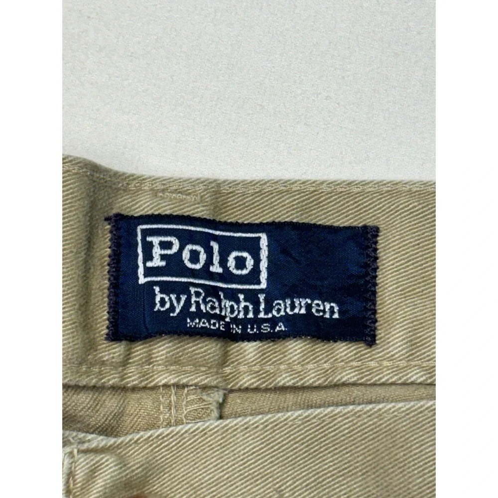 Vintage 90s  Polo Ralph Lauren Chino Pants 38x30 Khaki Pleated Made in USA
